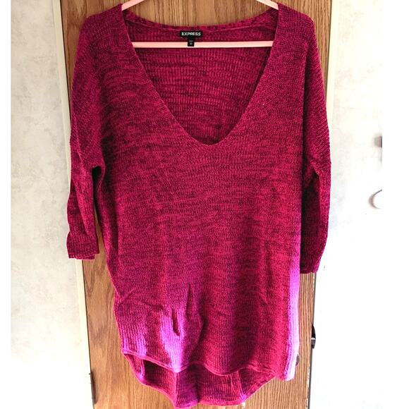 Express Oversized Slouchy Cotton Top M High Low Hem 31in Back Soft Minimalist - Picture 1 of 12
